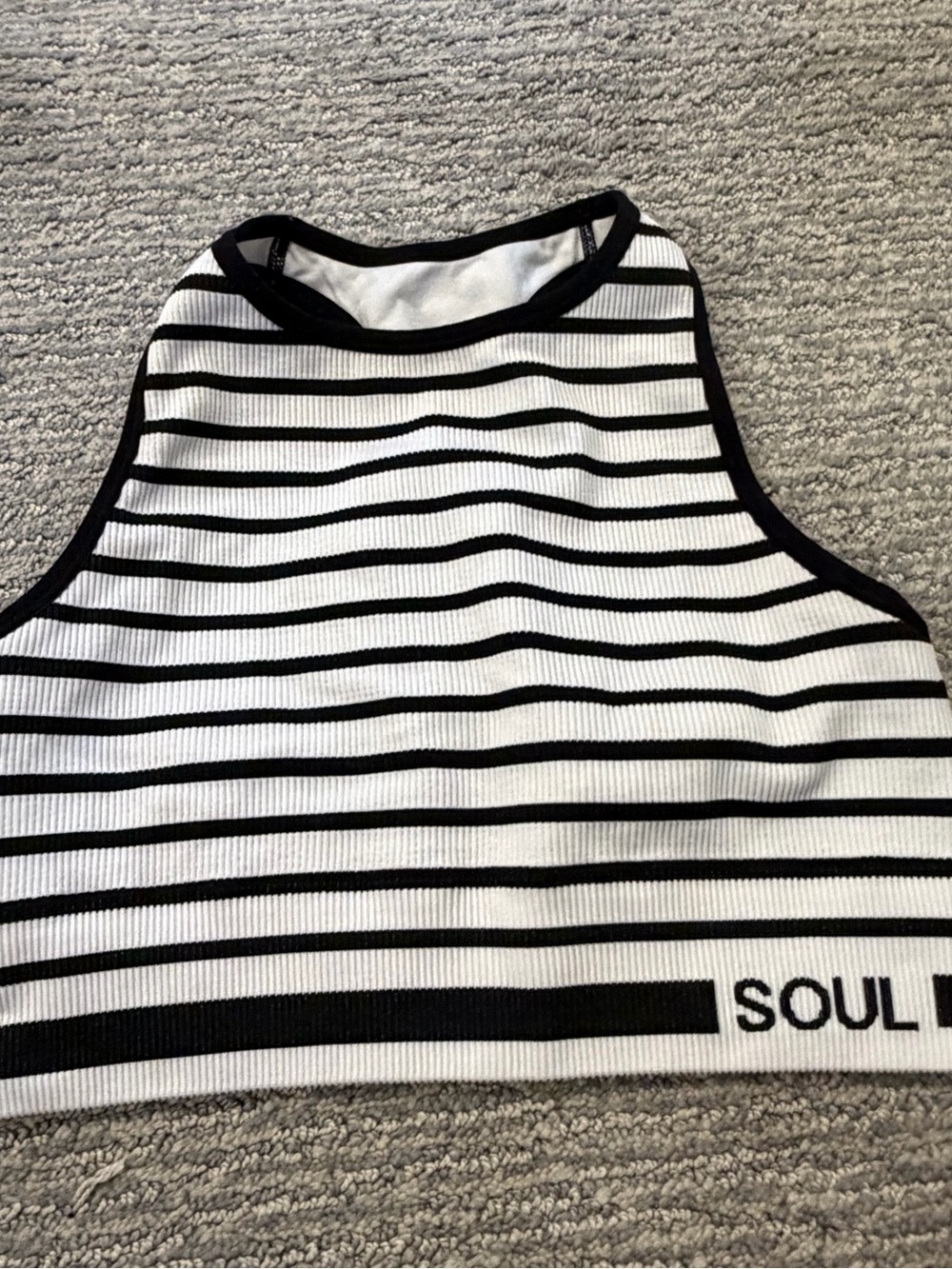 SoulCycle Black & White Ribbed sports bra